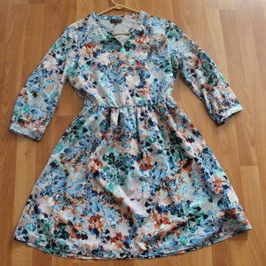 The Limited Petite XS Floral 3/4 Long Sleeve Dress